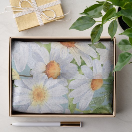 Schattigee Witte Bloemen  Waterverf Daisies Tissuepapier (Geschenk)