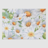 Schattigee Witte Bloemen  Waterverf Daisies Tissuepapier (Voorkant)