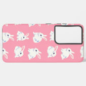 Schattigee Witte Bunnies op Roze - Schattig Patroo Samsung Galaxy Hoesje (Linkerkant)