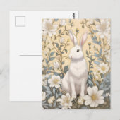 Schattigee Witte Bunny Pastel Gele Bloemen Briefkaart (Voorkant / Achterkant)
