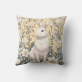 Schattigee Witte Bunny Pastel Gele Bloemen Kussen (Achterkant)