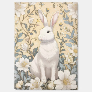Schattigee Witte Bunny Pastel Gele Bloemen Magneet