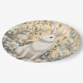 Schattigee Witte Bunny Pastel Gele Bloemen Papieren Bordje (Gekanteld)