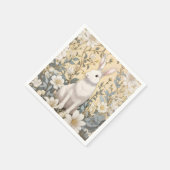 Schattigee Witte Bunny Pastel Gele Bloemen Servet (Hoek)