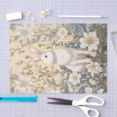 Schattigee Witte Bunny Pastel Gele Bloemen Tissuepapier (Craft)