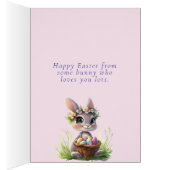 Schattigee Witte Bunny Roze Bow Rozen Butterfly (Binnen (Rechts))