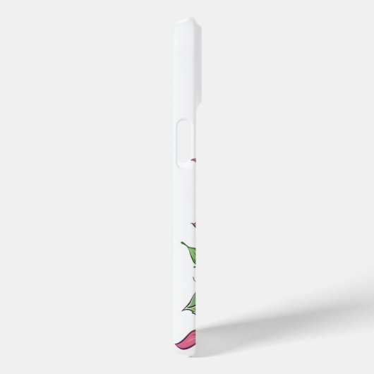 Schattigee Witte Cartoon Kat met Rozen iPhone Case (Achterkant / Rechts)