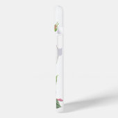 Schattigee Witte Cartoon Kat met Rozen iPhone Case (Achterkant / Links)