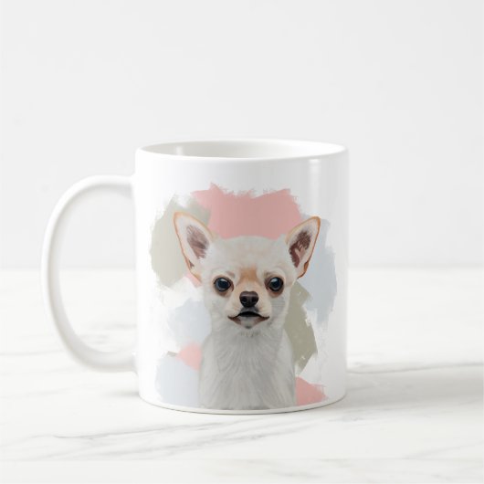 Schattigee witte chihuahua hond koffiemok (Links)