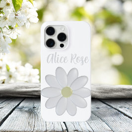 Schattigee Witte Daisy Bloem Aangepaste Naam Moder iPhone 15 Pro Max Hoesje