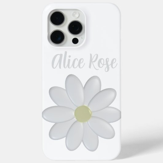 Schattigee Witte Daisy Bloem Aangepaste Naam Moder Case-Mate iPhone Case (Achterkant)