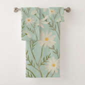Schattigee witte Daisy Flower Floral Pastel Bad Handdoek (Insitu)