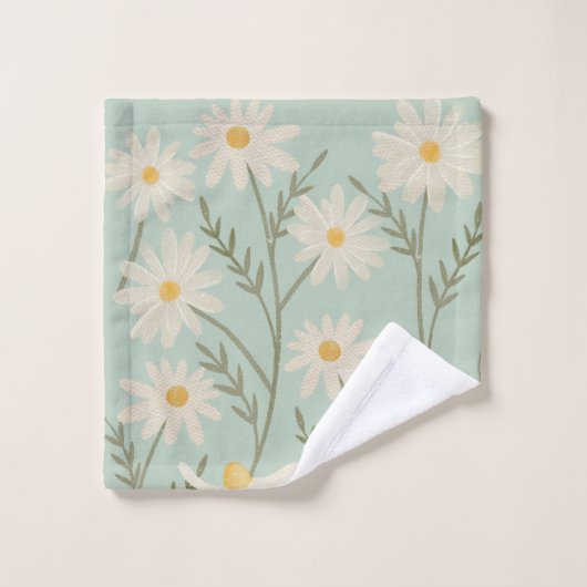 Schattigee witte Daisy Flower Floral Pastel Bad Handdoek (Wasdoekje)