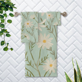 Schattigee witte Daisy Flower Floral Pastel Bad Handdoek