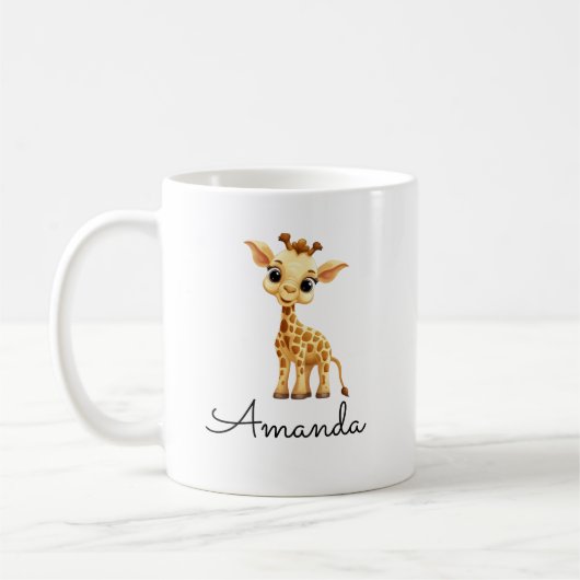 Schattigee Witte Douanenaam Kinder Giraffe Koffiemok (Links)