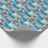 Schattigee witte eend met zwemvinnen cadeaupapier (Hoek)