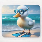 Schattigee witte eend met zwemvinnen muismat (Voorkant)