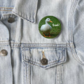 Schattigee witte eendenknop / badge ronde button 5,7 cm (In situ)