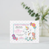 Schattigee Witte Eenhoorn Stippen Eerste Verjaarda Briefkaart (Staand voorkant)