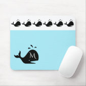 Schattigee Witte en Blauwe Custom Initiaal Black W Muismat (Met muis)