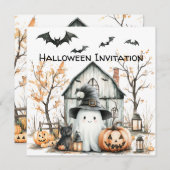 Schattigee witte en Oranje geest met herfstschuur Kaart (Voorkant / Achterkant)