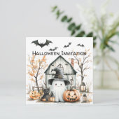 Schattigee witte en Oranje geest met herfstschuur Kaart (Staand voorkant)