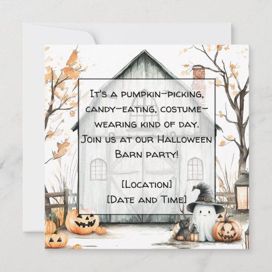 Schattigee witte en Oranje geest met herfstschuur Kaart (Achterkant)