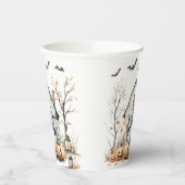 Schattigee witte en Oranje geest met herfstschuur Papieren Bekers (Links)