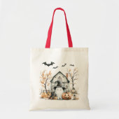 Schattigee witte en Oranje geest met herfstschuur Tote Bag (Voorkant)