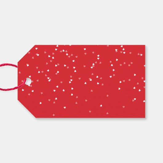 Schattigee witte en rode harten foto cadeaulabel (Achterkant Horizontaal)