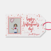 Schattigee witte en rode harten foto cadeaulabel (Voorkant (Horizontaal))