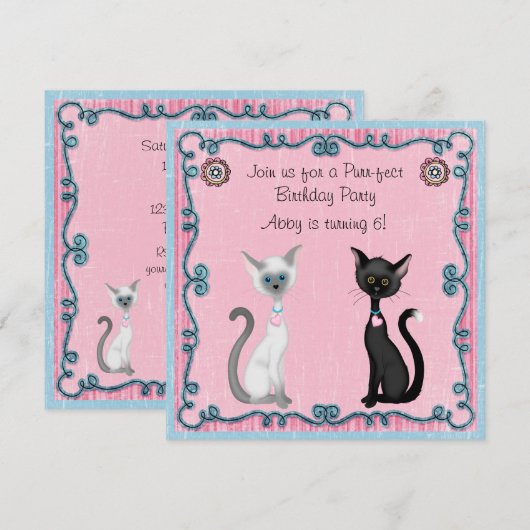 Schattigee witte en zwarte katten verjaardagsuitno kaart (Voorkant / Achterkant)