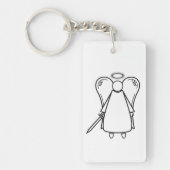 Schattigee Witte en Zwarte Wrekende Engel (dubbelz Sleutelhanger (Voorkant)