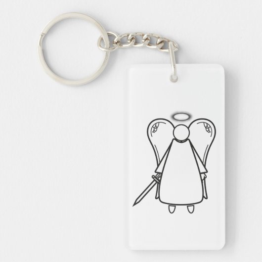 Schattigee Witte en Zwarte Wrekende Engel (dubbelz Sleutelhanger (Voorkant)