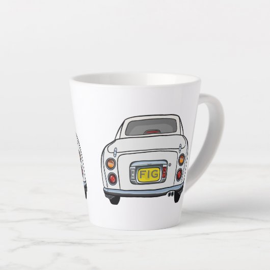 Schattigee witte Figaro Auto Monogram Figaraties Latte Mok (Rechterhoek)
