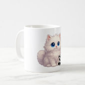 Schattigee Witte Fluffy Cat Mok - "Mijn Huis. Mijn (Voorkant links)