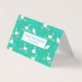 Schattigee Witte Ganzen QR Code Gevouwen Visitekaa Visitekaartje (Voorkant)