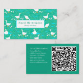 Schattigee Witte Ganzen QR Code Visitekaartje Duck (Voorkant / Achterkant)