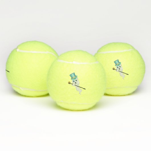 Schattigee Witte Geest Blauwe Ogen Top Hat Skull C Tennisballen (Multi)