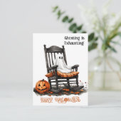 Schattigee Witte Geest Grappige Waterverf Happy Ha Feestdagenkaart (Staand voorkant)