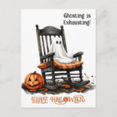 Schattigee Witte Geest Grappige Waterverf Happy Ha Feestdagenkaart (Voorkant)