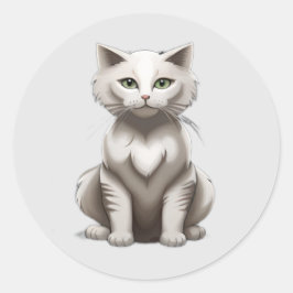Schattigee witte grijze kat kawaii kittens, huisdi ronde sticker