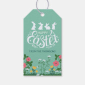Schattigee Witte Groene Lente Wildflower Happy Eas Cadeaulabel (Voorkant)