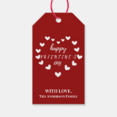 Schattigee Witte Harten Gelukkige Valentijnsdag Cadeaulabel (Voorkant)