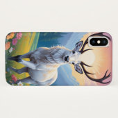 Schattigee witte hert in weide met bloemen estheti Case-Mate iPhone case (Achterkant (horizontaal))