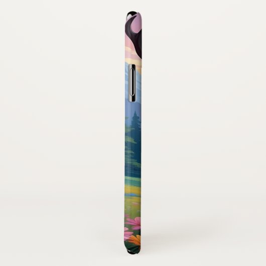 Schattigee witte hert in weide met bloemen estheti Case-Mate iPhone case (Achterkant / rechts)