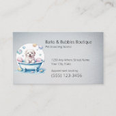 Schattigee witte hond in bad Huisdier verzorging p Visitekaartje (Voorkant)