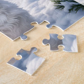 Schattigee Witte Hond Westie Winter Snow Custom Na Legpuzzel (Zijkant)