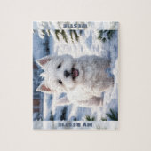 Schattigee Witte Hond Westie Winter Snow Custom Na Legpuzzel (Verticaal)