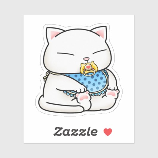 Schattigee Witte Kat Baby Sticker (Vel)